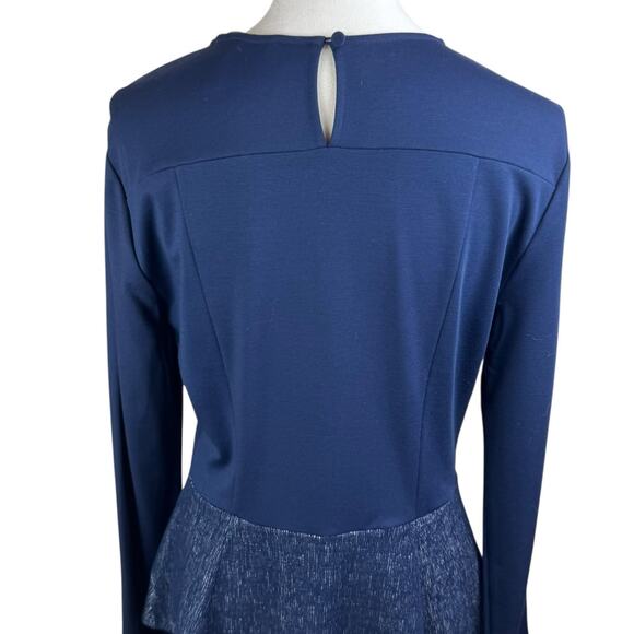 BCBGMaxazria NEW Maygan Navy Blue Multi Combo Patchwork Long Sleeve Top - Picture 8 of 14